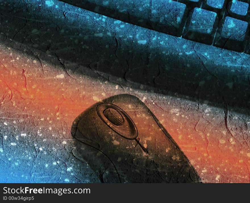 Grunge texture applied to keyboard and mouse. Grunge texture applied to keyboard and mouse