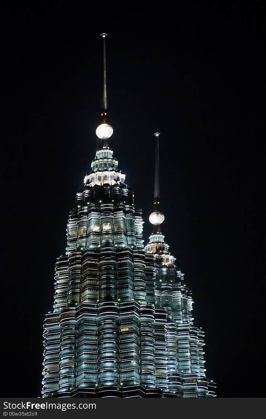 Petronas twin towers in the night, malaysia