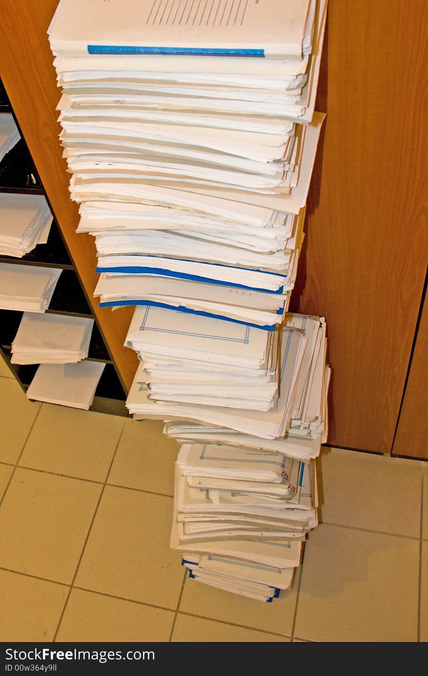 Pile of folders on a floor