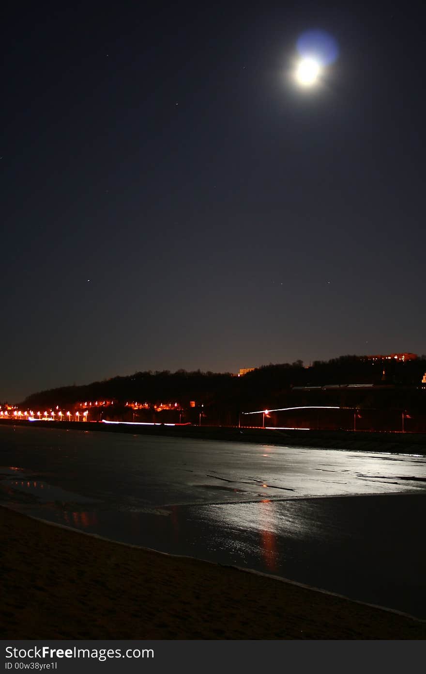 Nigth on the Volga river in Russia. Nigth on the Volga river in Russia