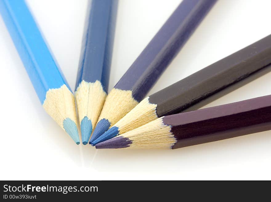 Blue pencils isolated