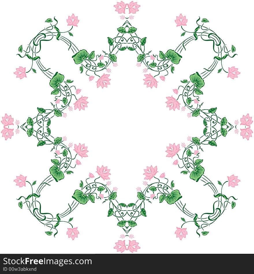 Abstract frame with floral ornament - graphic illustration