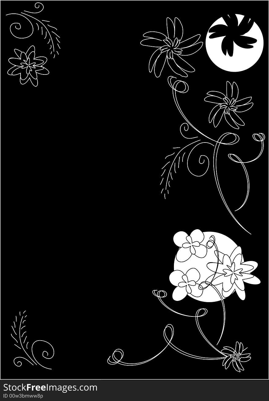 Black-and-white decorative floral background. Black-and-white decorative floral background