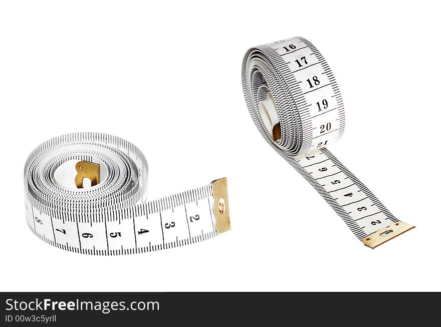 Measuring tape isolated on white. Measuring tape isolated on white..