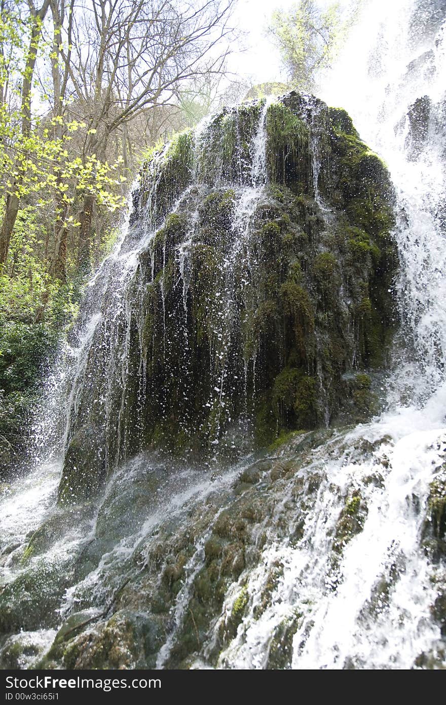 Waterfall and moss