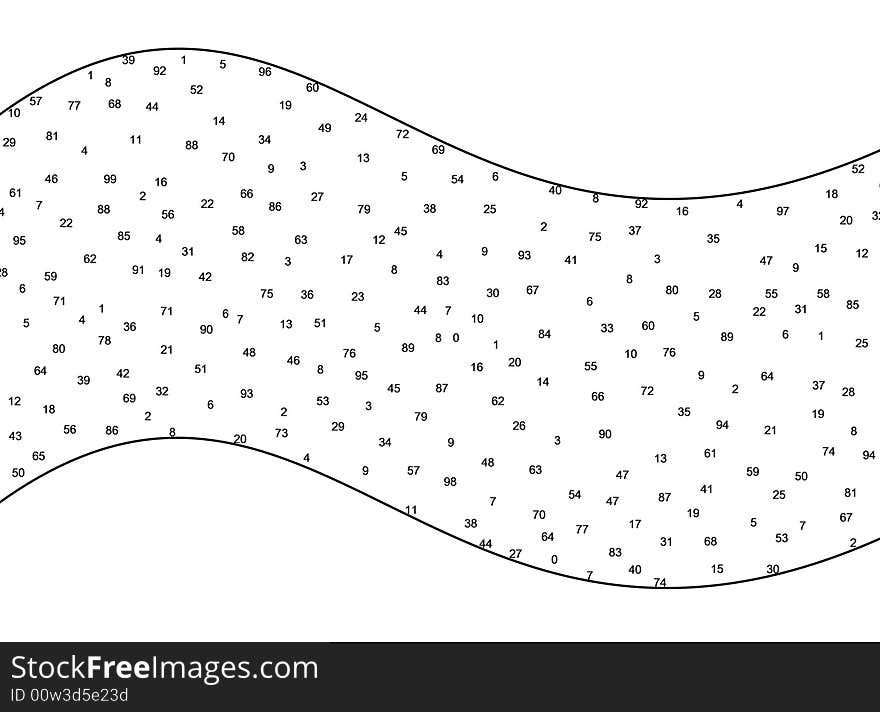 Illustrated monochrome wave filled with numbers. Illustrated monochrome wave filled with numbers