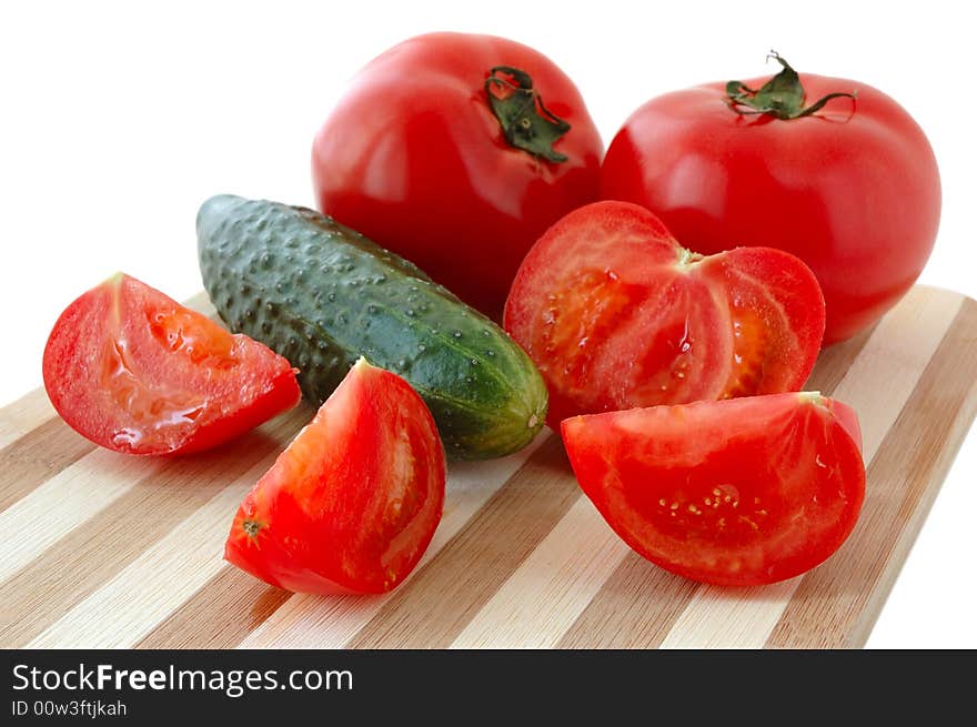 Vegetables on cutting board.