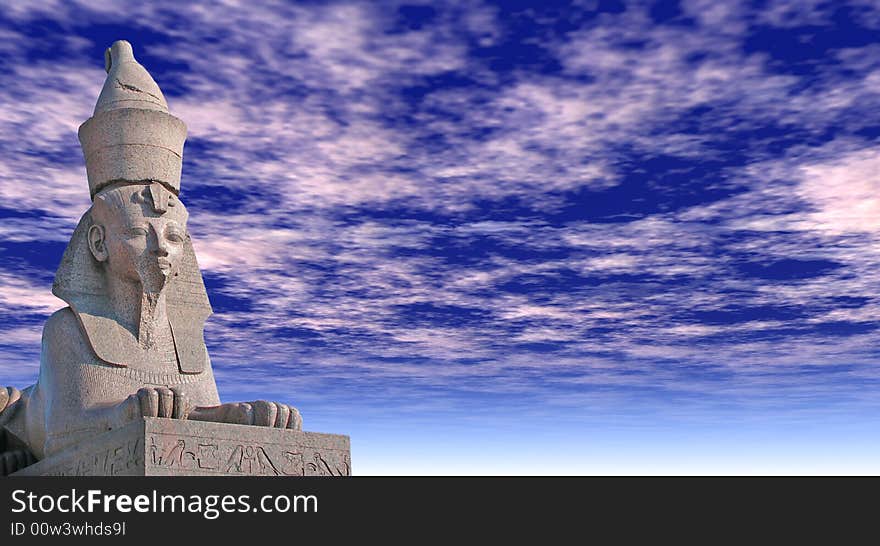 Antique Egyptian sphinx on quay of the river. Saint-Petersburg, Russia