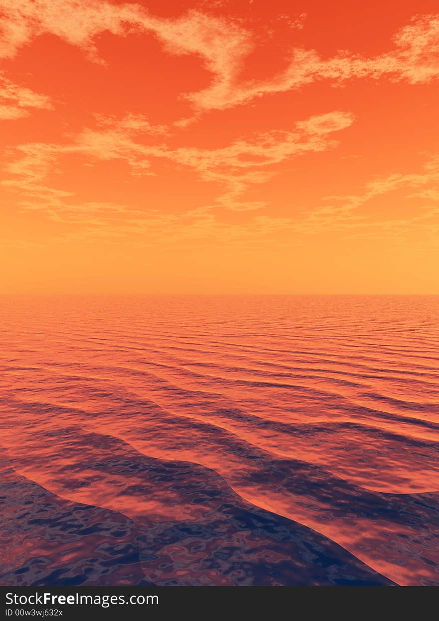 Beautiful sea and sky at sunset - digital artwork. Beautiful sea and sky at sunset - digital artwork