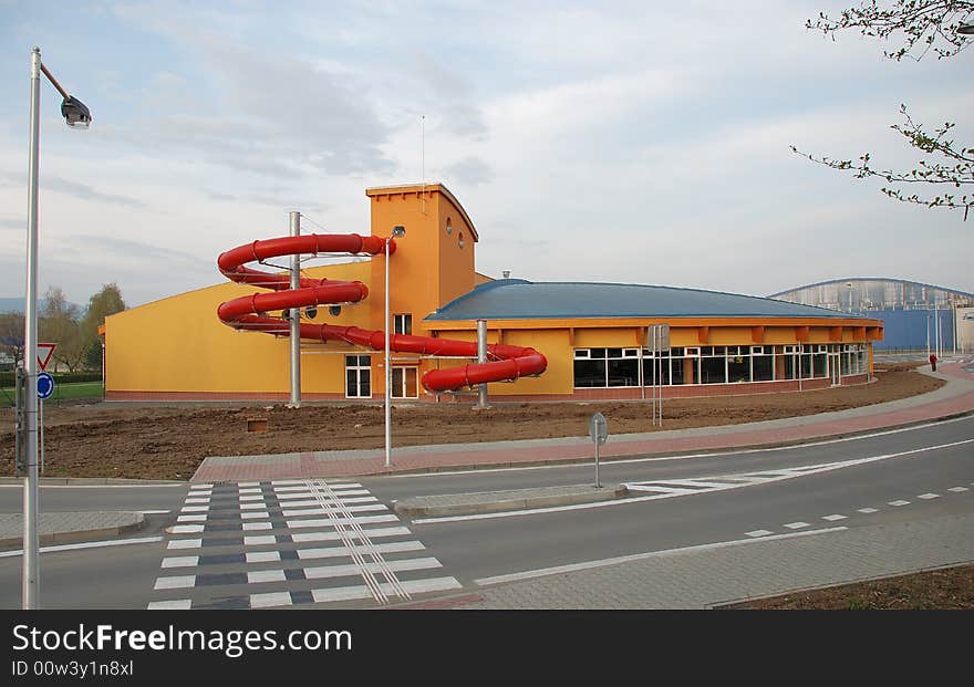 Modern building in city Valašské Meziříčí - swimming-pool