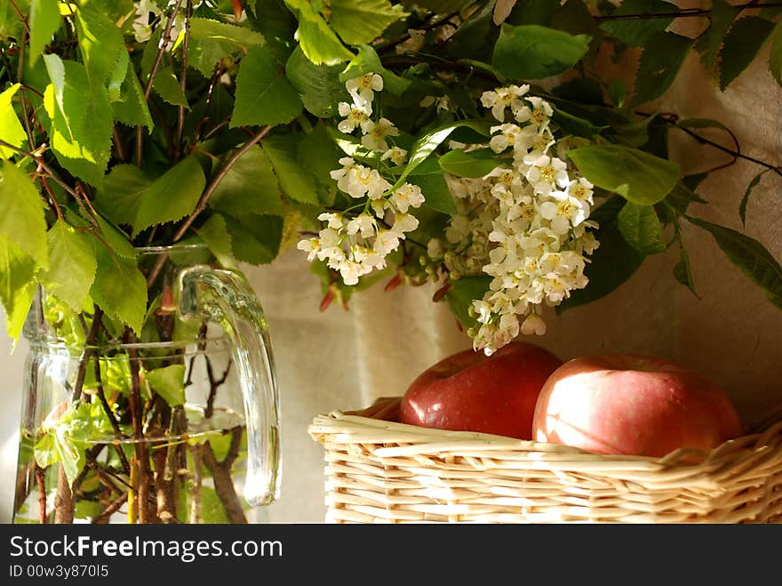 Flowers and apples