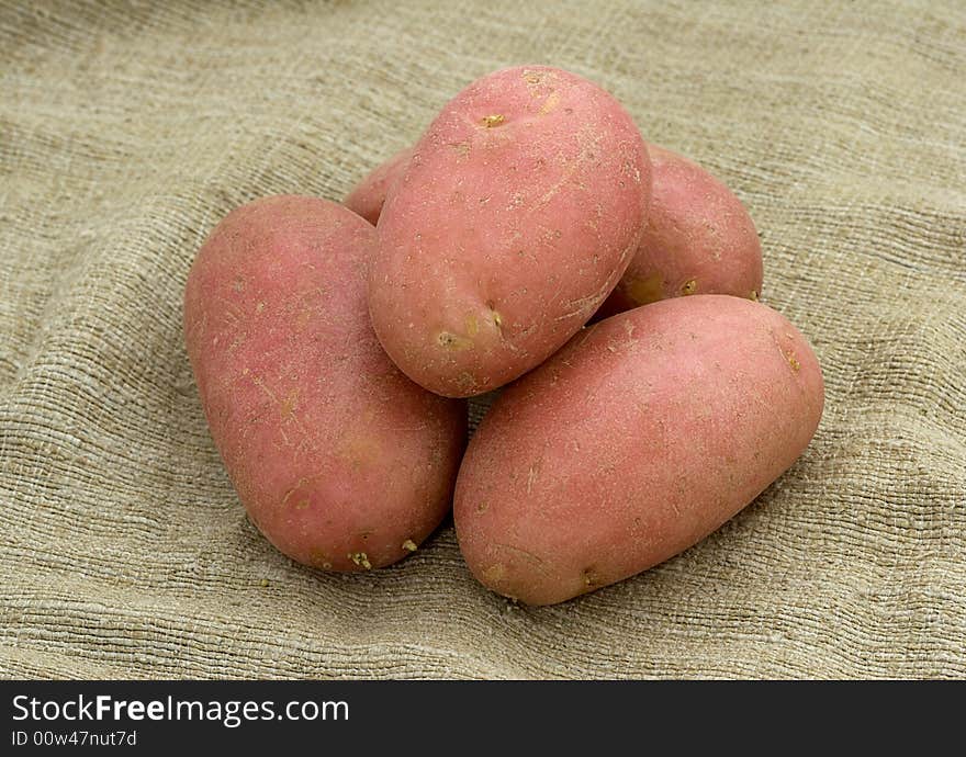 Potatoes on a linen sack