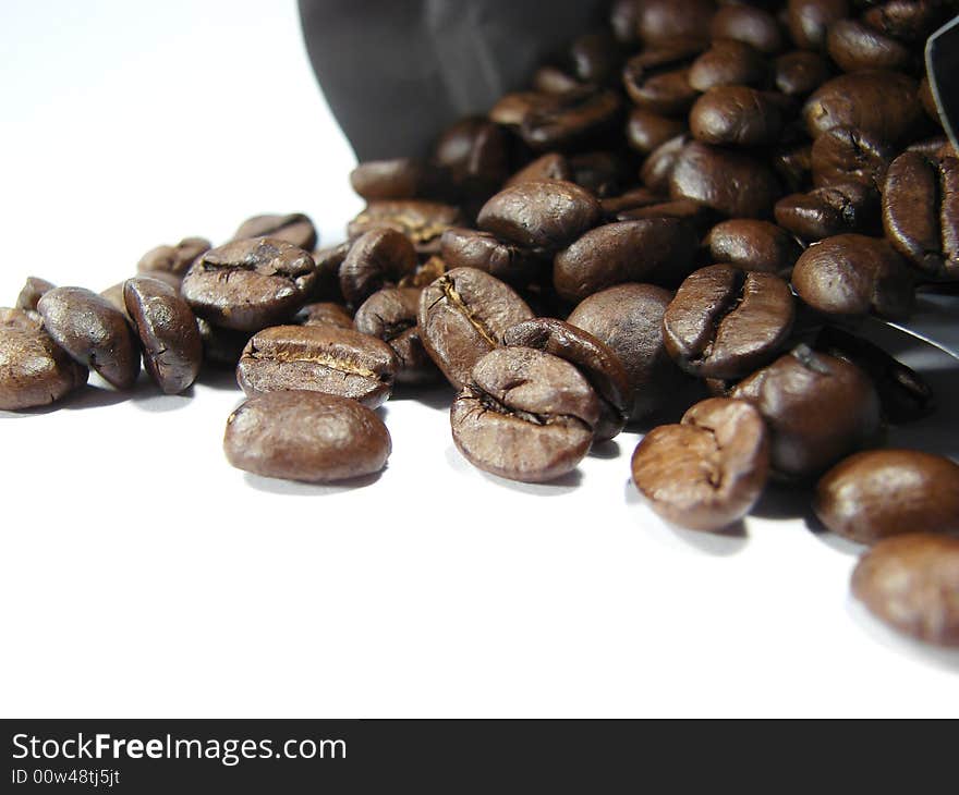 Natural black coffee beans