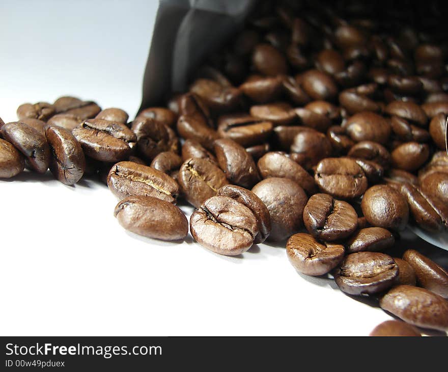 Natural black coffee beans