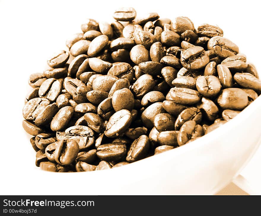 Natural coffee beans sepia