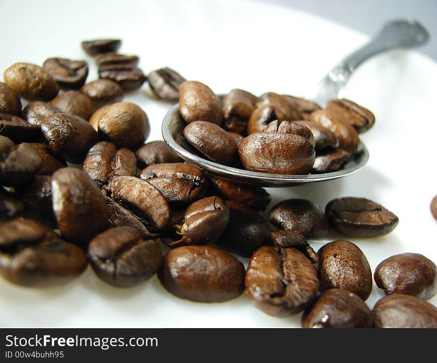 Natural Coffee Beans With Spoon