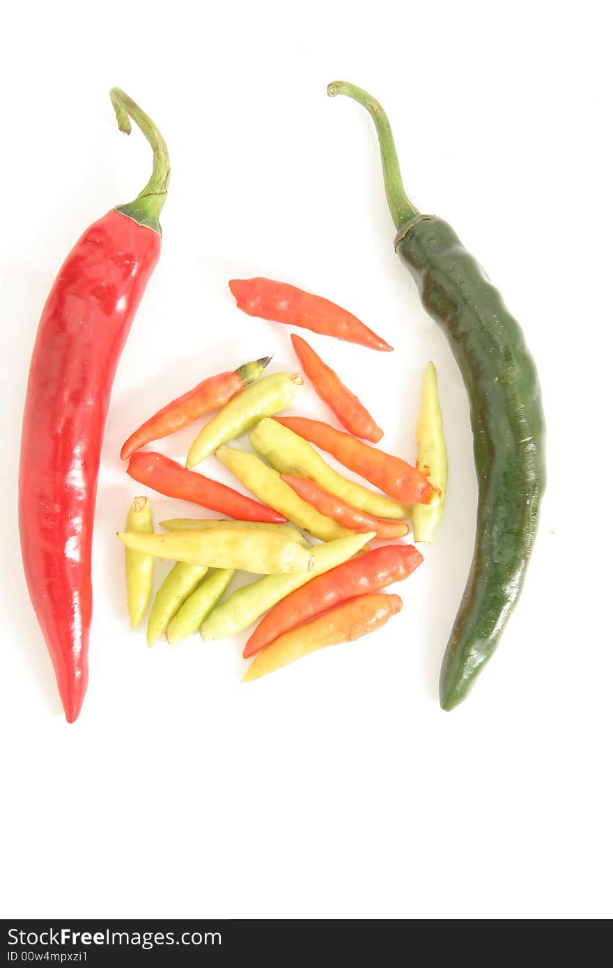 Photograph of chilies isolated in white