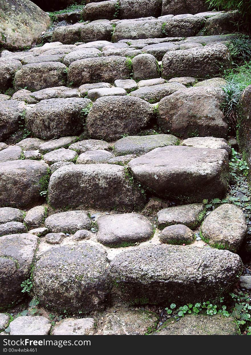 Rocks stair walk to waterfall way