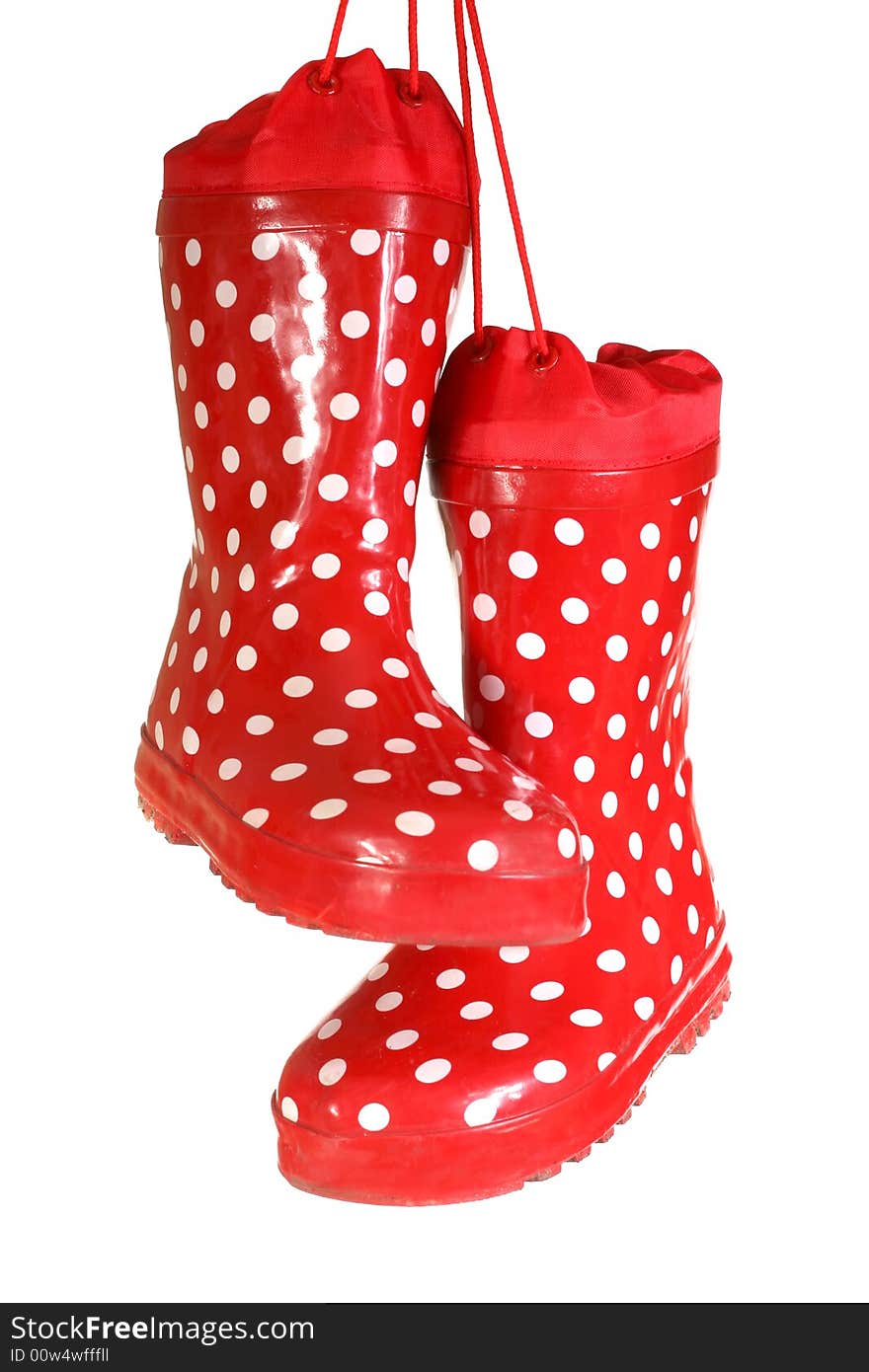 Children's water-proof boots on a white background