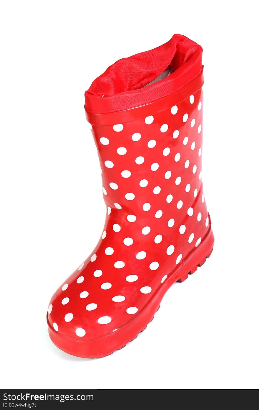 Children's water-proof boots on a white background