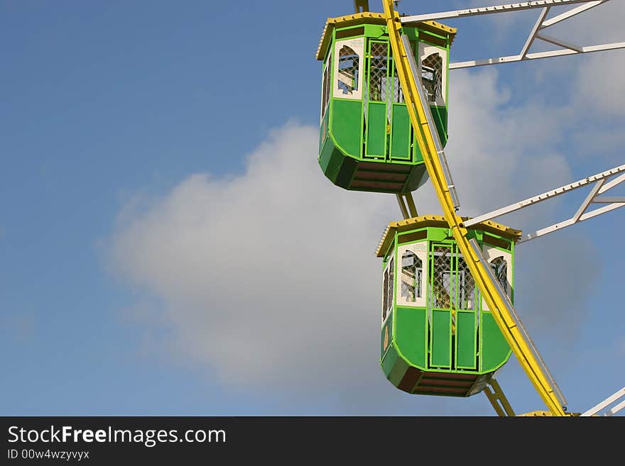 Giant Wheel detail, isolated in blue sky background