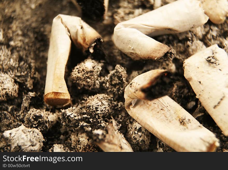 Close up of cigarettes in an ashtray