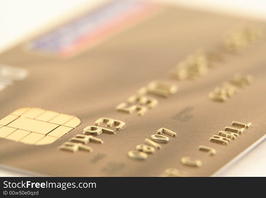 Close up of a gold credit card