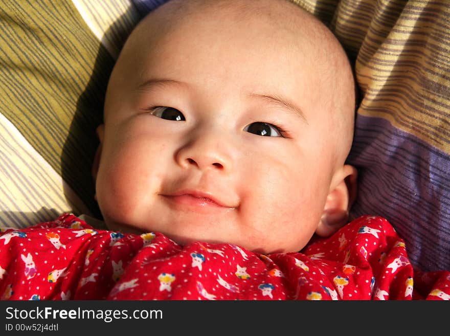 Smile baby boy In morning.