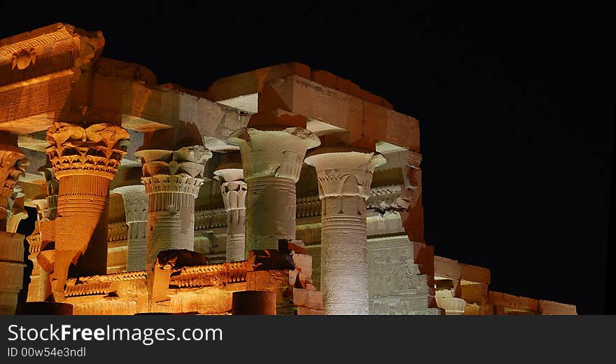 Ruins of Horus temple at night. Egypt -Edfu. Ruins of Horus temple at night. Egypt -Edfu.