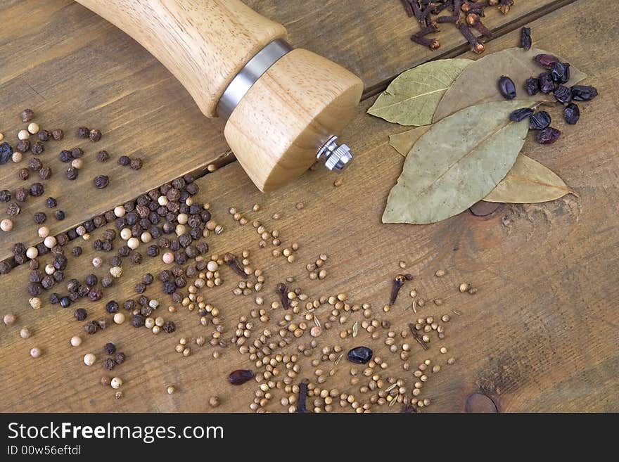 Spice on the wooden table