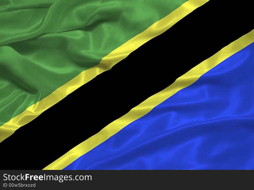 Illustration of waving Tanzanian Flag close up. Illustration of waving Tanzanian Flag close up