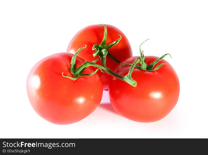 Fresh red tomatoes isolated on white background. Fresh red tomatoes isolated on white background