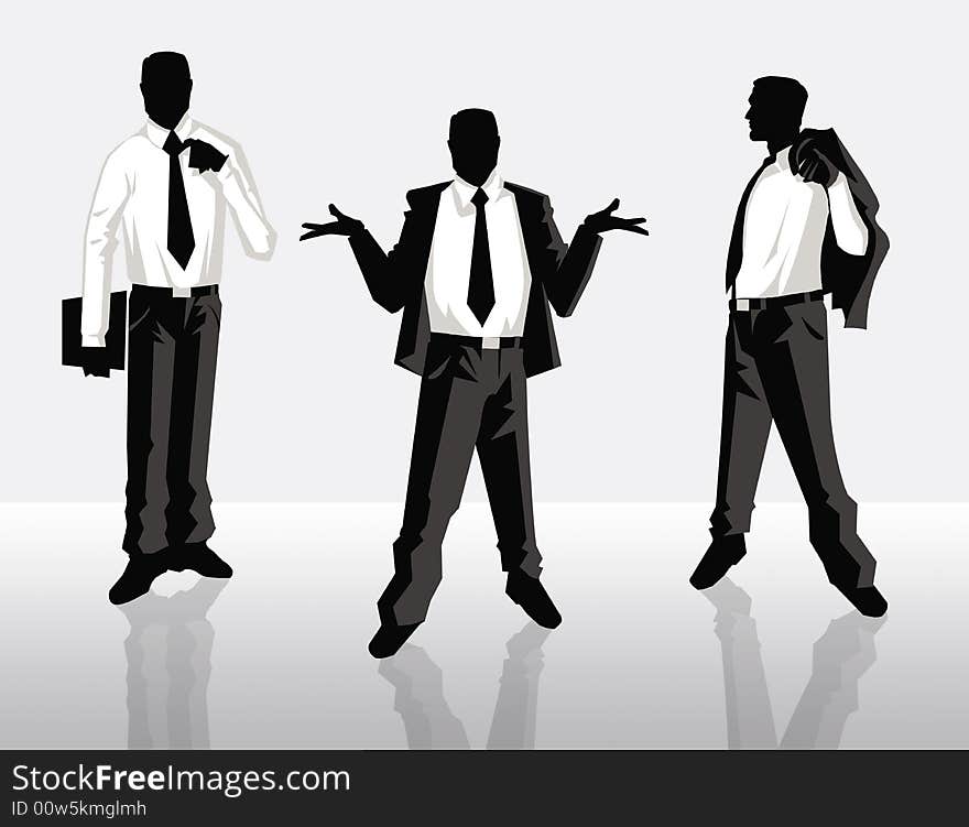 Three businessmen isolated on gray background