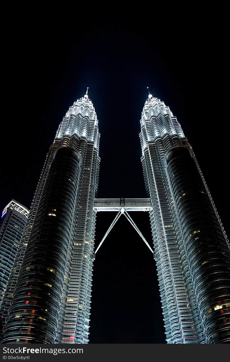 Petronas twin towers in the night, malaysia