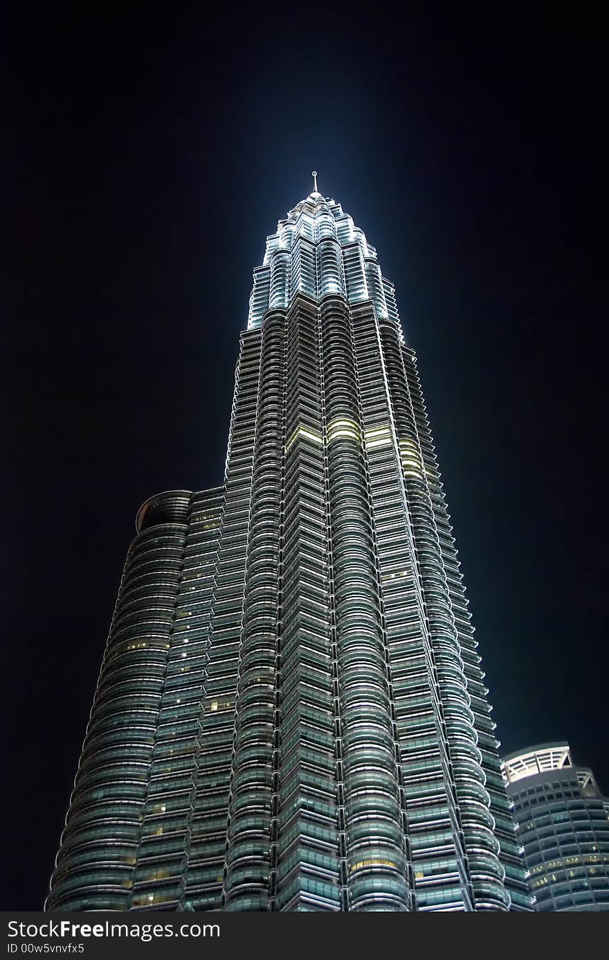 Petronas twin towers in the night, malaysia