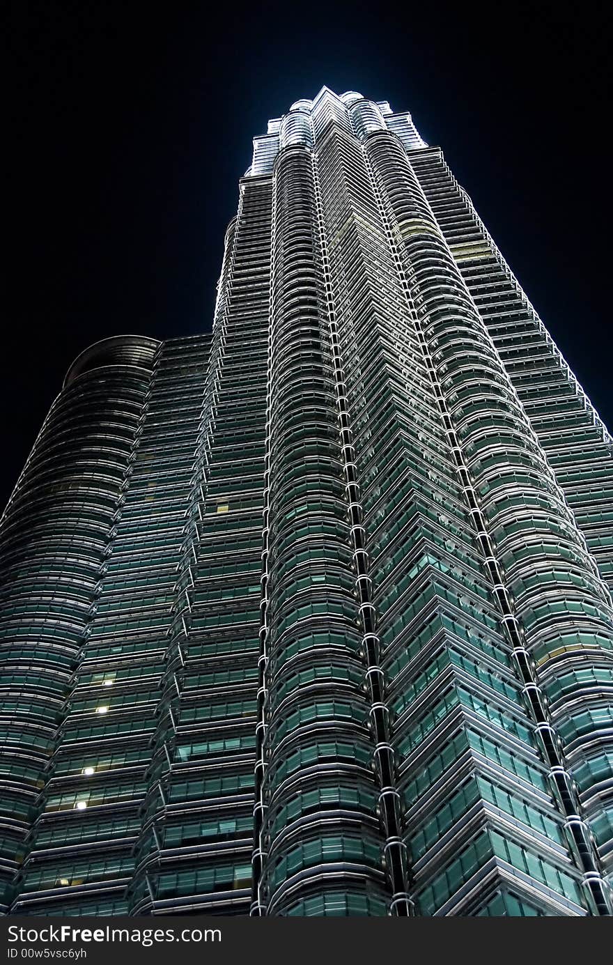 Petronas twin towers in the night, malaysia