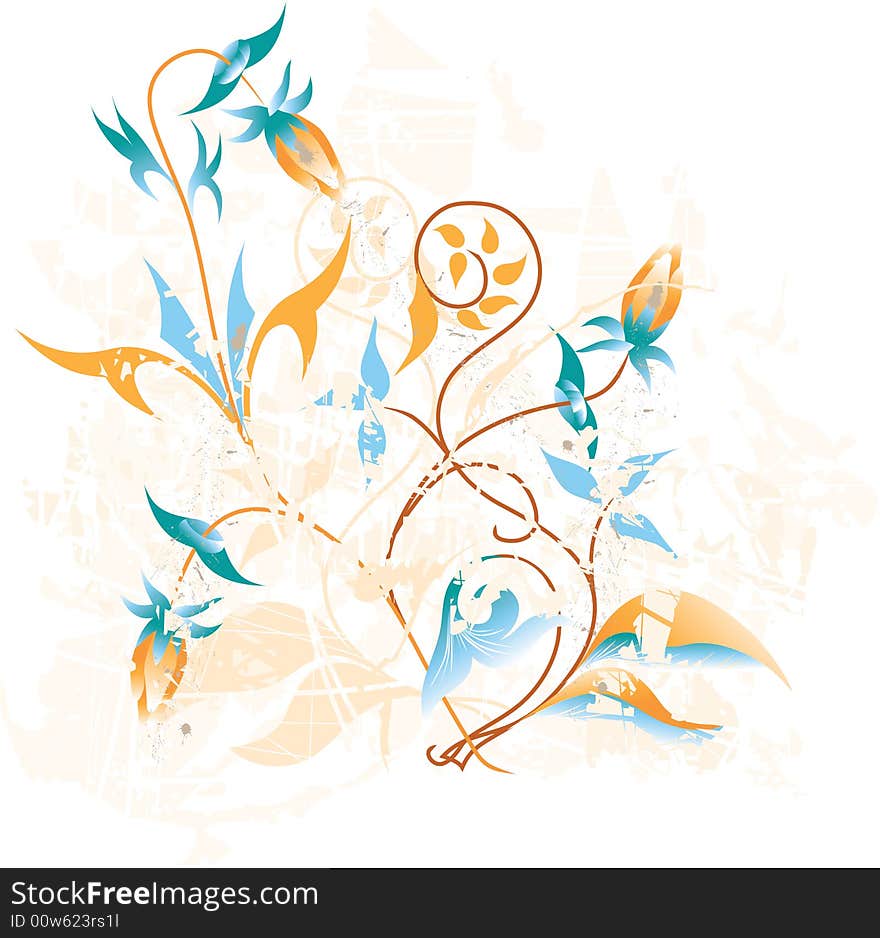 Decorative bouquet with grunge background. Decorative bouquet with grunge background