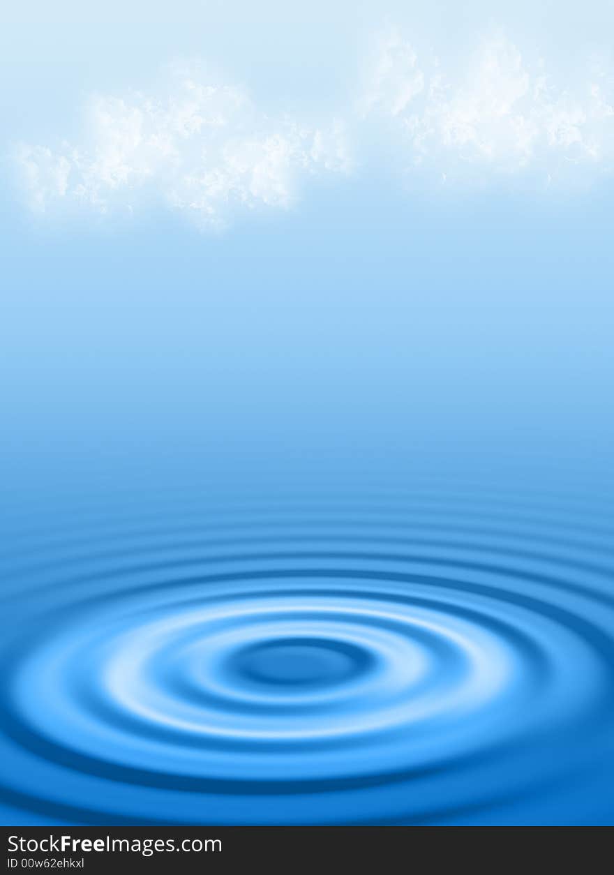 Water ripple under a blue and cloudy sky. Water ripple under a blue and cloudy sky