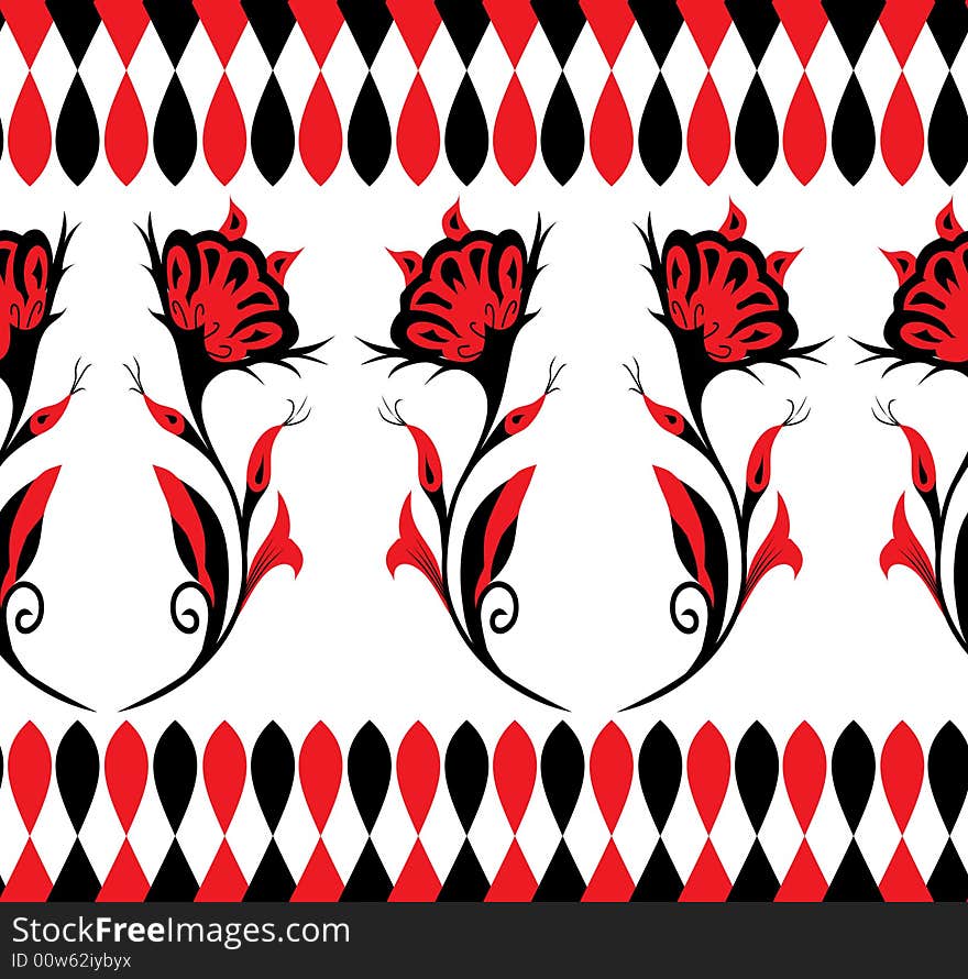 Seamless pattern with red and black ornament (cut and clipping mask). Seamless pattern with red and black ornament (cut and clipping mask)