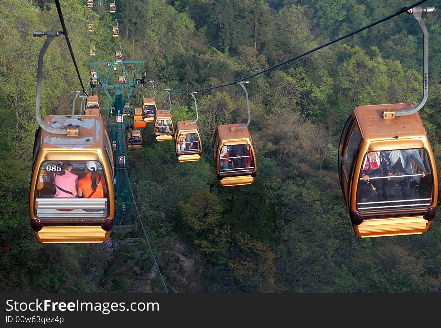 Cable car,wudang mountain,Hubei province,China.