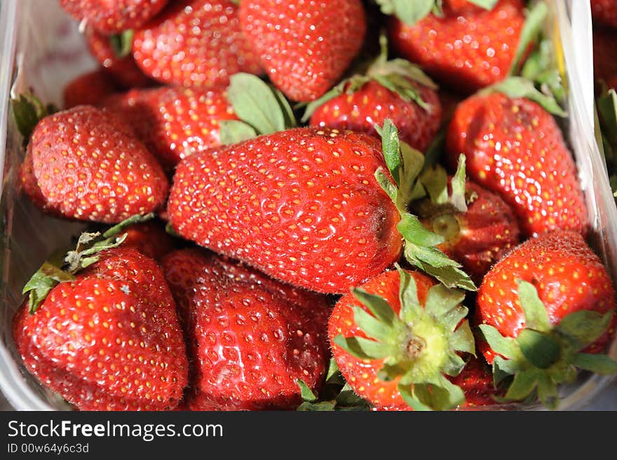 Closeup.Fresh fruit Strawberry on market. Closeup.Fresh fruit Strawberry on market