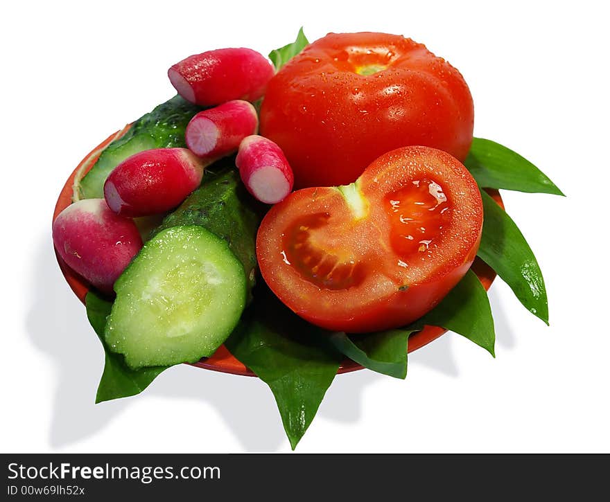 Cucumbers, tomatoes and radish