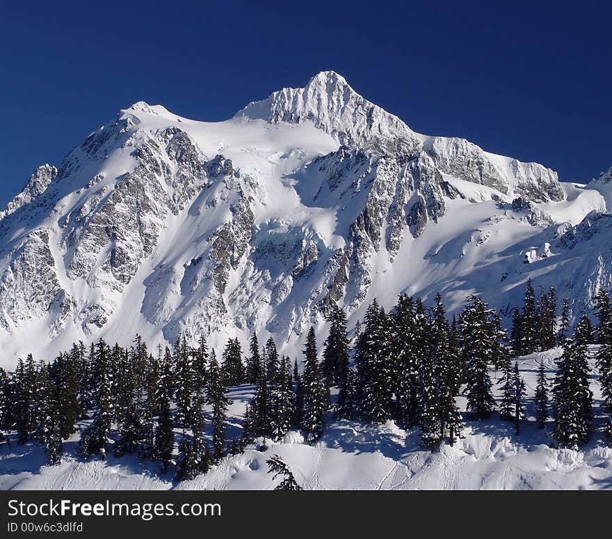 Mt Shuksan in the winter from the Mt Baker Ski Area. Mt Shuksan in the winter from the Mt Baker Ski Area.