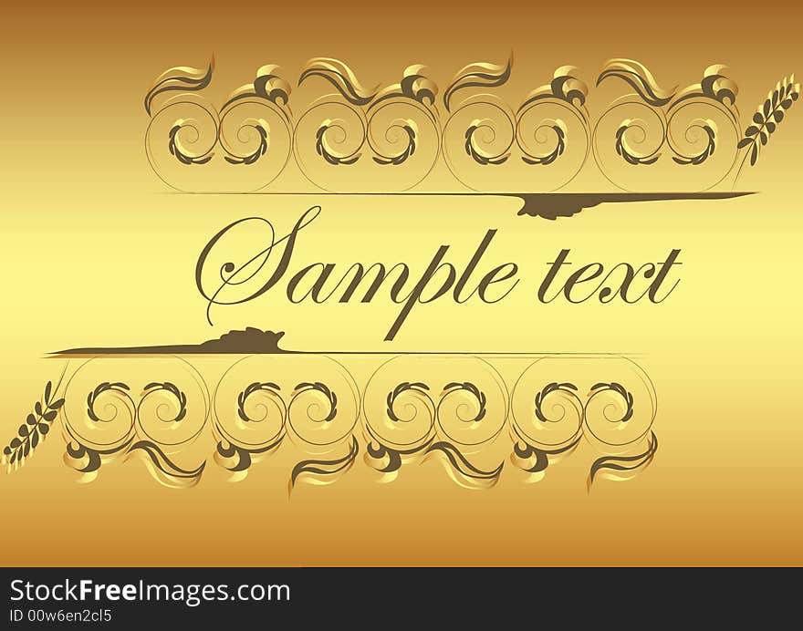 Black design ornament on golden background