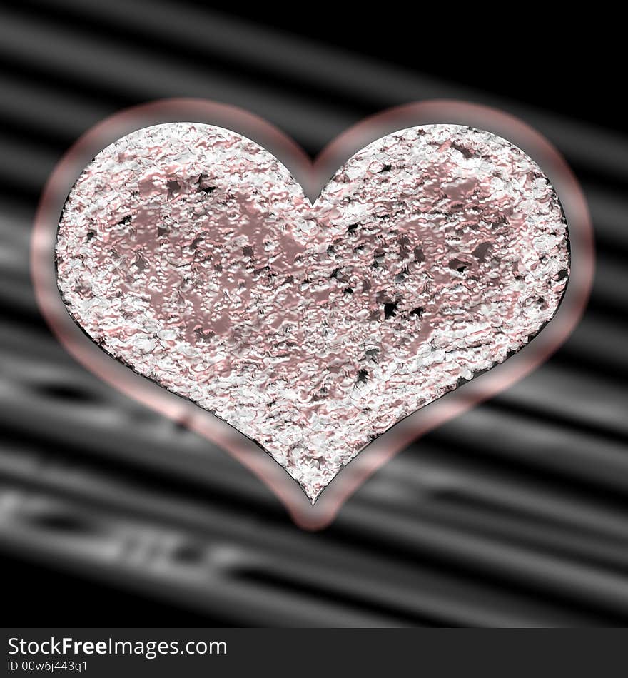 Design of a pink shiny heart with black and white background. Design of a pink shiny heart with black and white background