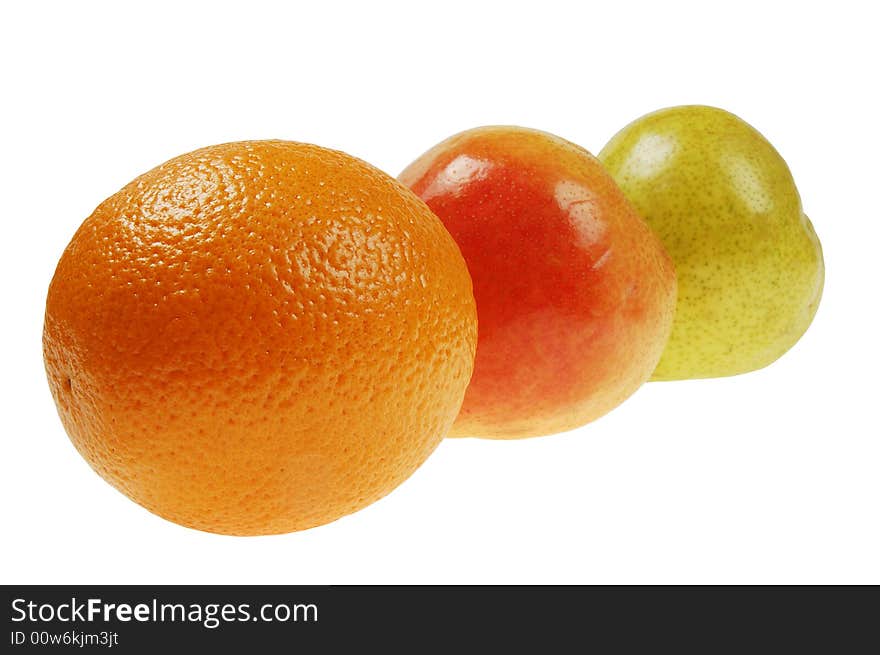 Colorful pears and  orange