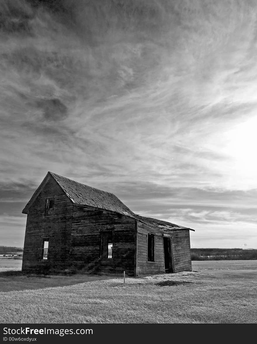 Rural Black And White Scene