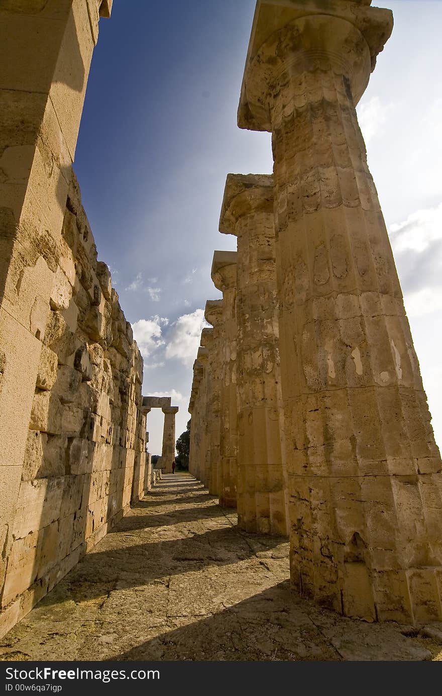 Columns of the Greek temple of Hera in Selinunte, Sicily, Italy. Columns of the Greek temple of Hera in Selinunte, Sicily, Italy