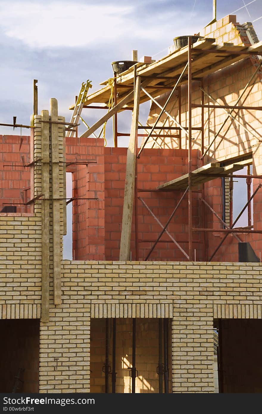 New building 
brickwork construction house