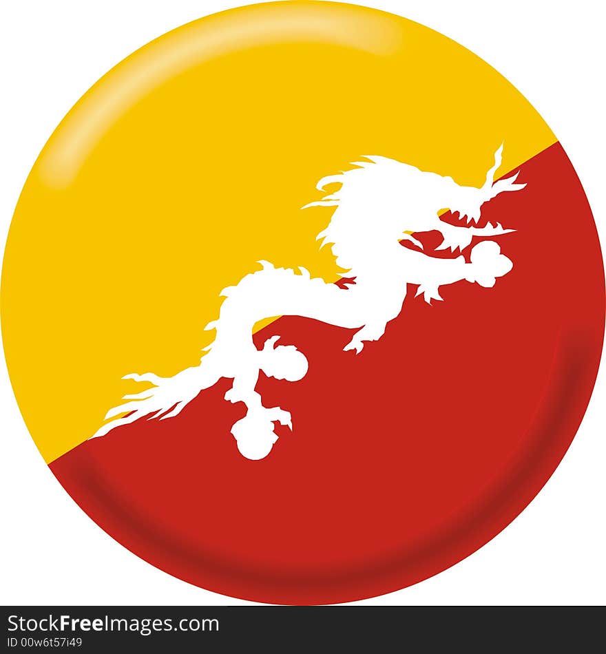 Art illustration: round medal with flag of bhutan